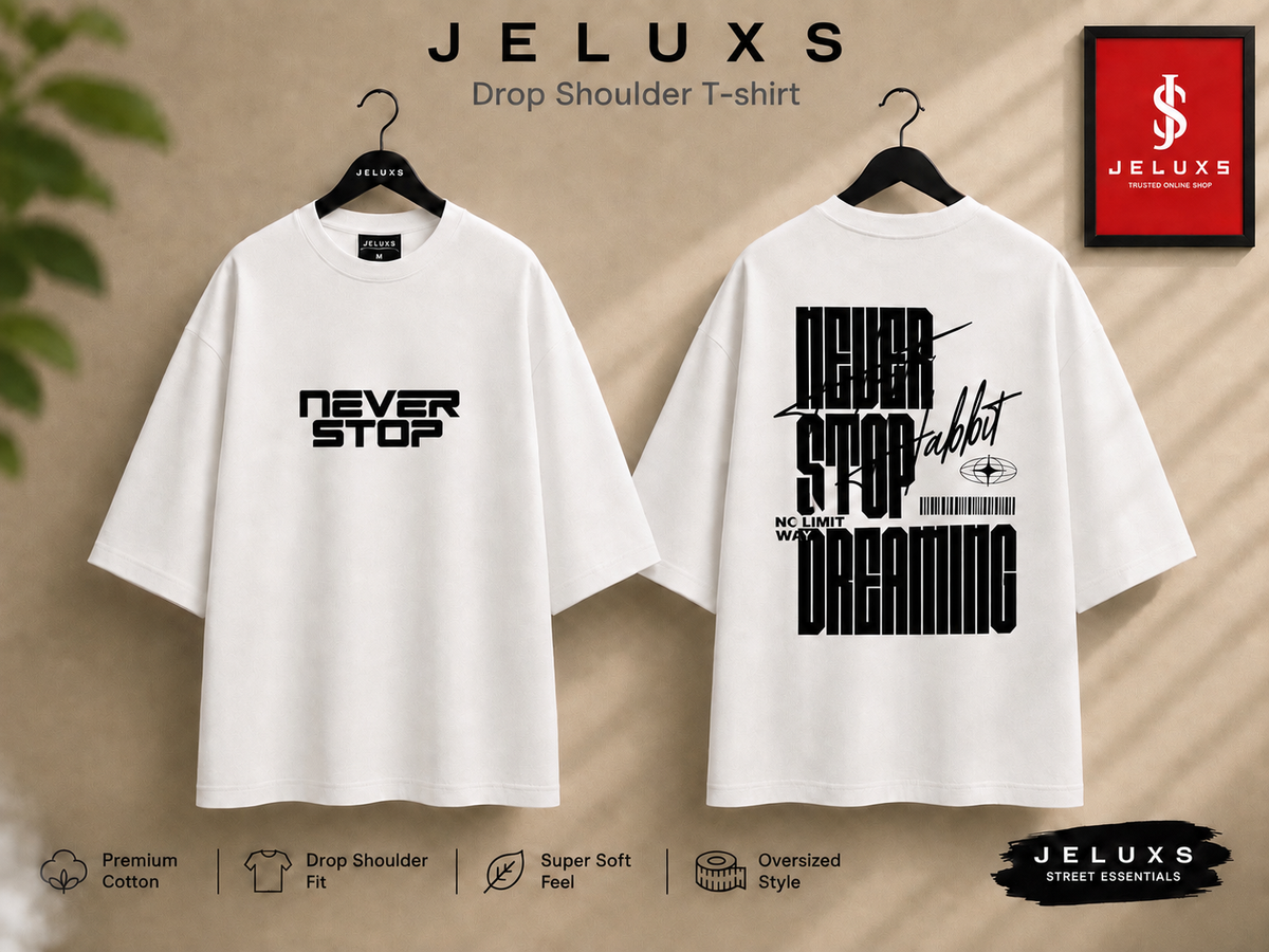 Deaminig Oversized Heavyweight Drop Shoulder T-Shirt -White
