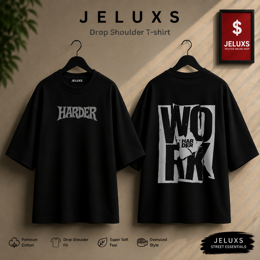 Header Oversized Heavyweight Drop Shoulder T-Shirt -Black