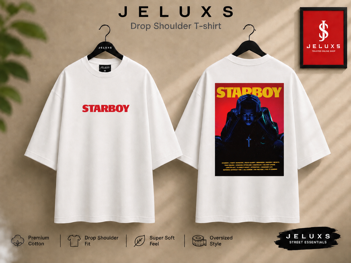 Starboy Oversized Heavyweight Drop Shoulder T-Shirt -White