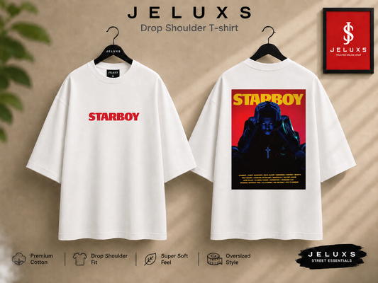 Starboy Oversized Heavyweight Drop Shoulder T-Shirt -White