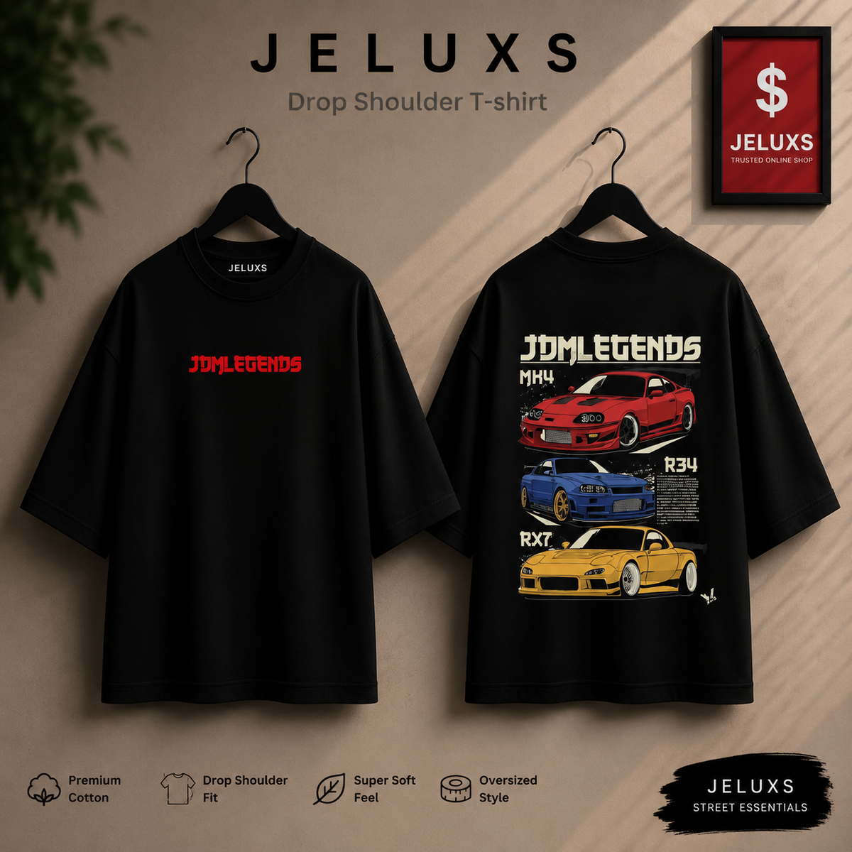 JOMLEGENDS Oversized Heavyweight Drop Shoulder T-Shirt -Black
