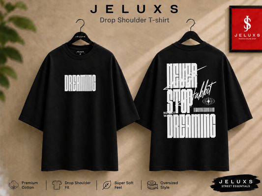 Dreaming Oversized Heavyweight Drop Shoulder T-Shirt -Black