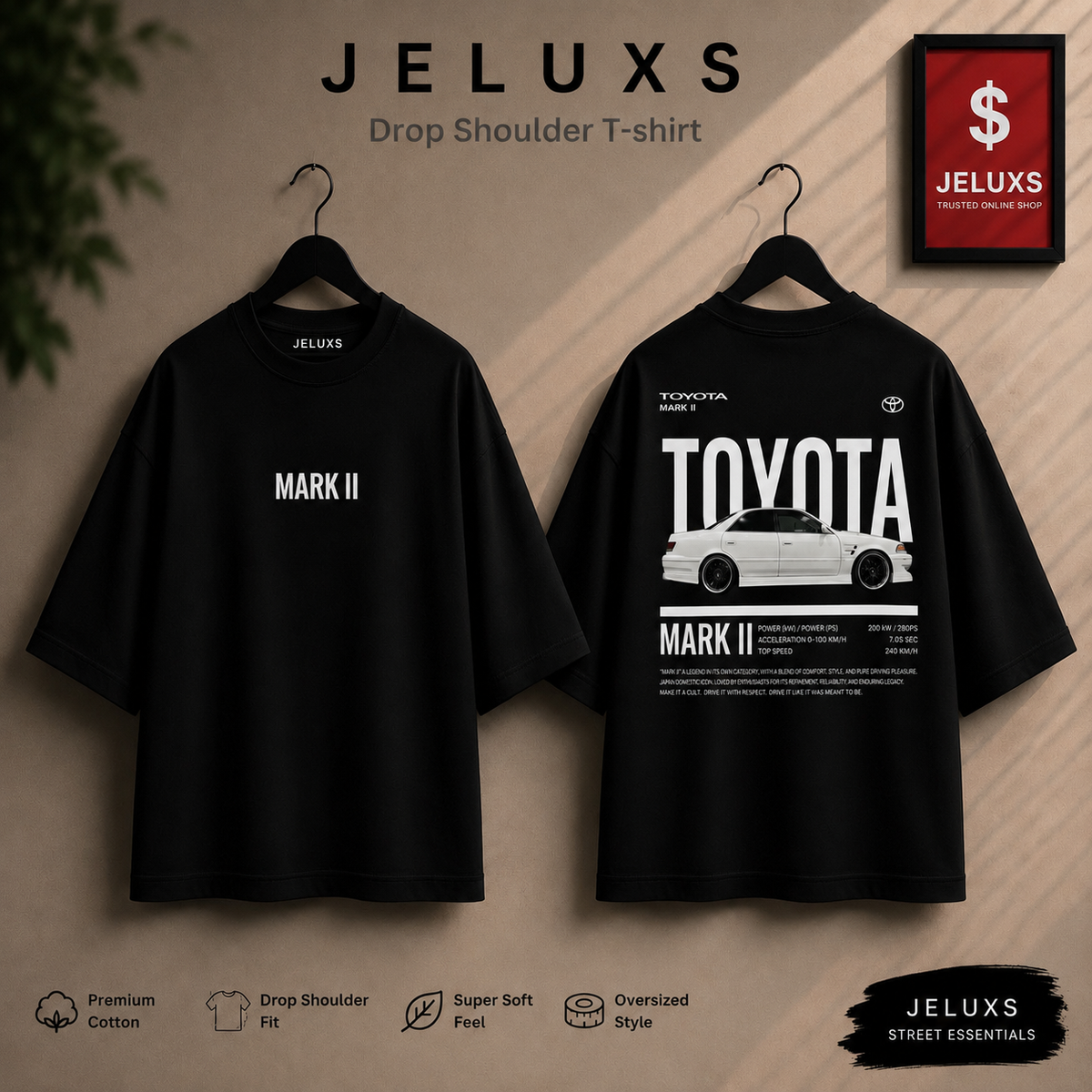 Toyato Oversized Heavyweight Drop Shoulder T-Shirt -Black