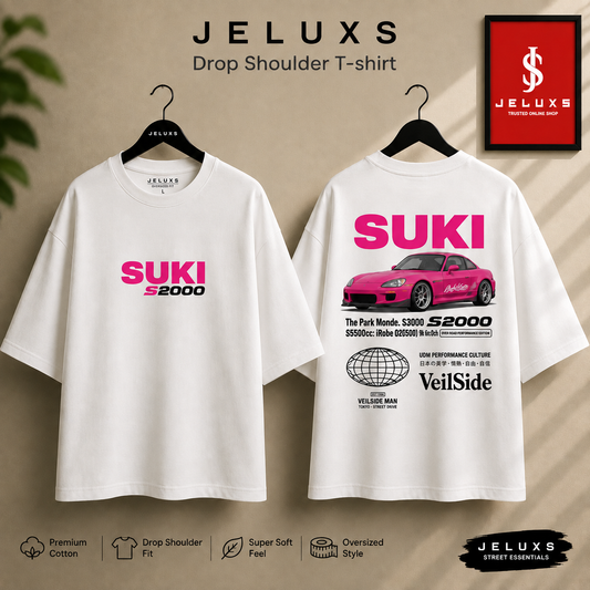 Suki car Oversized Heavyweight Drop Shoulder T-Shirt -White