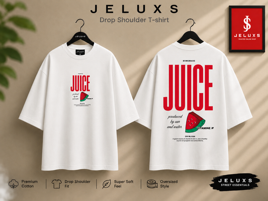 juice Oversized Heavyweight Drop Shoulder T-Shirt -White
