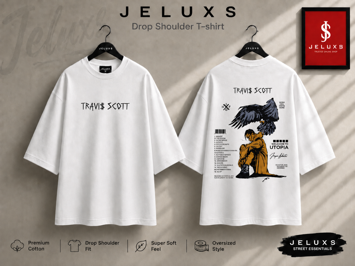 Travis scott Oversized Heavyweight Drop Shoulder T-Shirt -White