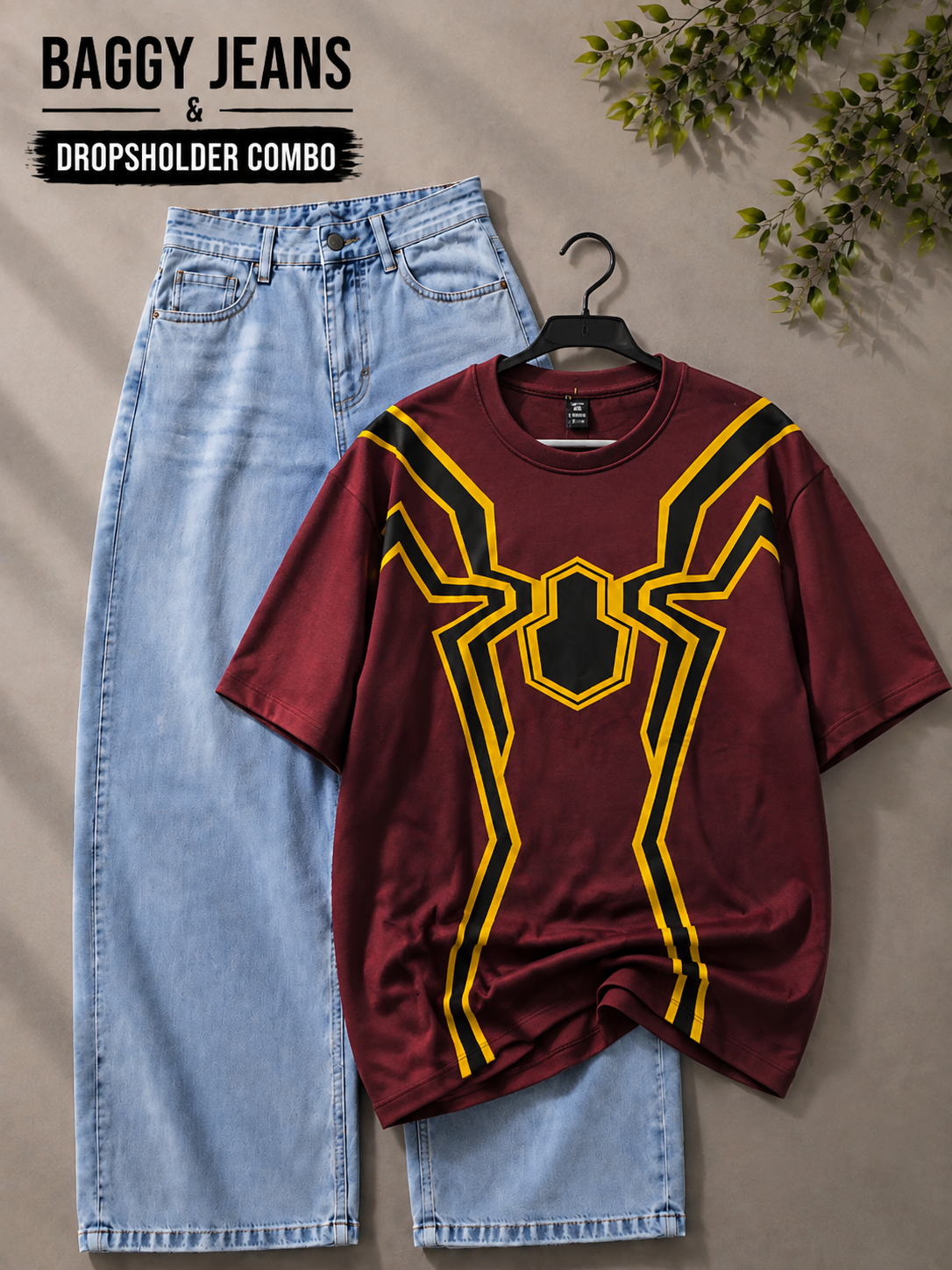 🕷️ Spider Man Oversized T-Shirt + Baggy Pant Combo 🖤