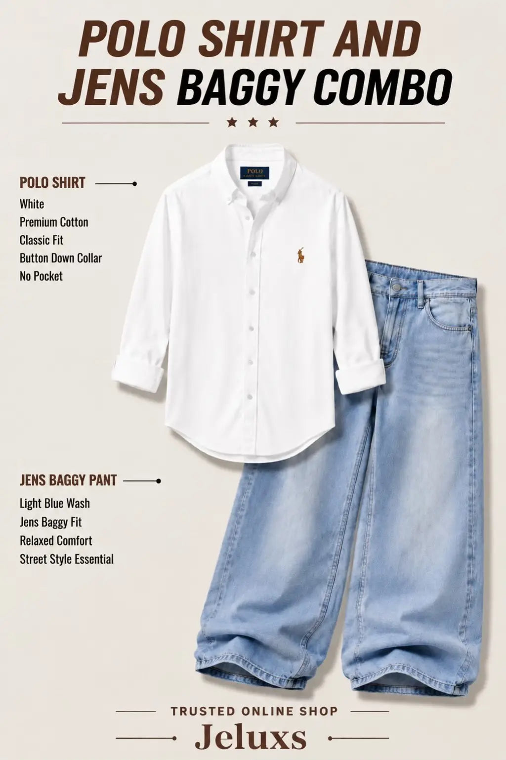 Premium Printed Shirt + Baggy Jeans Combo 🔥