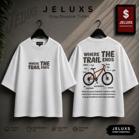 where the Trail Oversized Heavyweight Drop Shoulder T-Shirt -White