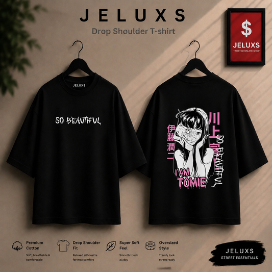 So Buitiful Oversized Heavyweight Drop Shoulder T-Shirt -Black