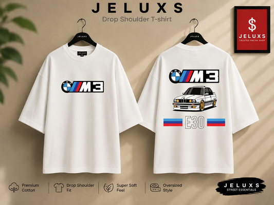 BMW car Oversized Heavyweight Drop Shoulder T-Shirt -White