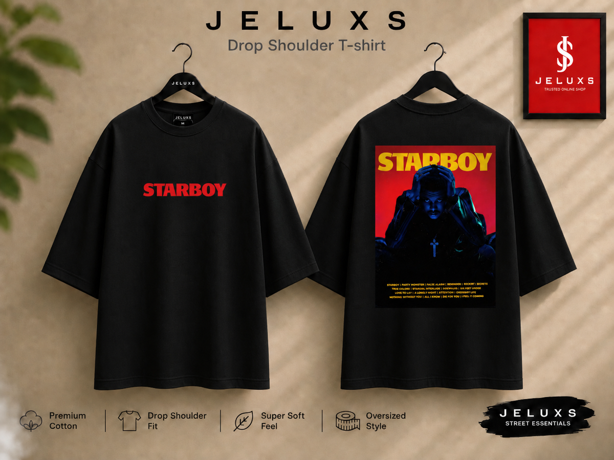 Starboy Oversized Heavyweight Drop Shoulder T-Shirt -Black