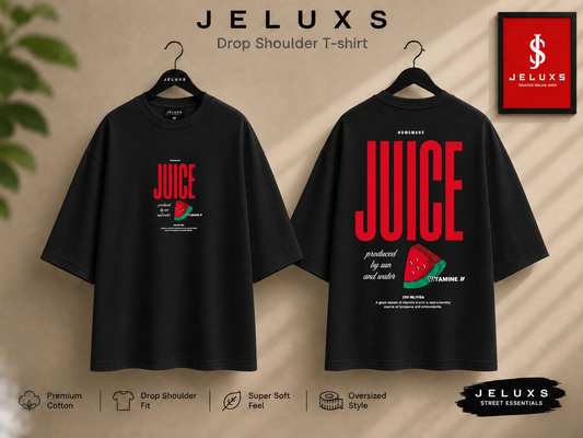juice Oversized Heavyweight Drop Shoulder T-Shirt -Black