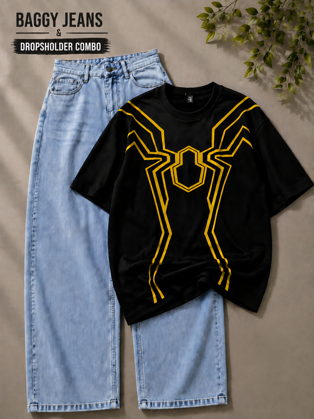 🕷️ Spider Man Oversized T-Shirt + Baggy Pant Combo 🖤