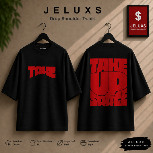 Take Oversized Heavyweight Drop Shoulder T-Shirt -Black