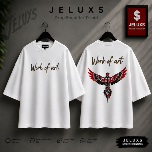 work of art Oversized Heavyweight Drop Shoulder T-Shirt -White