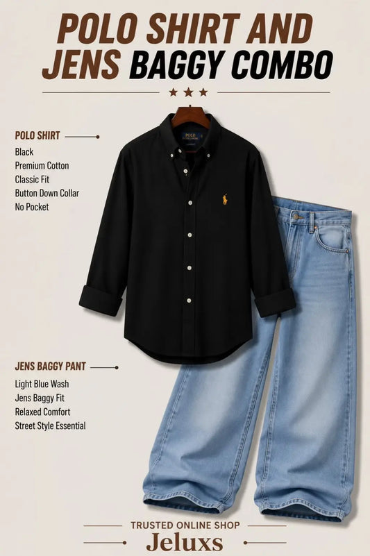 Premium Printed Shirt + Baggy Jeans Combo 🔥